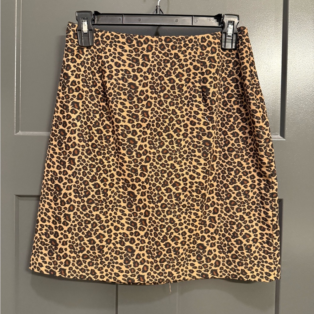 BRIGGS 90s Vintage Black and Brown Cheetah Print Skirt